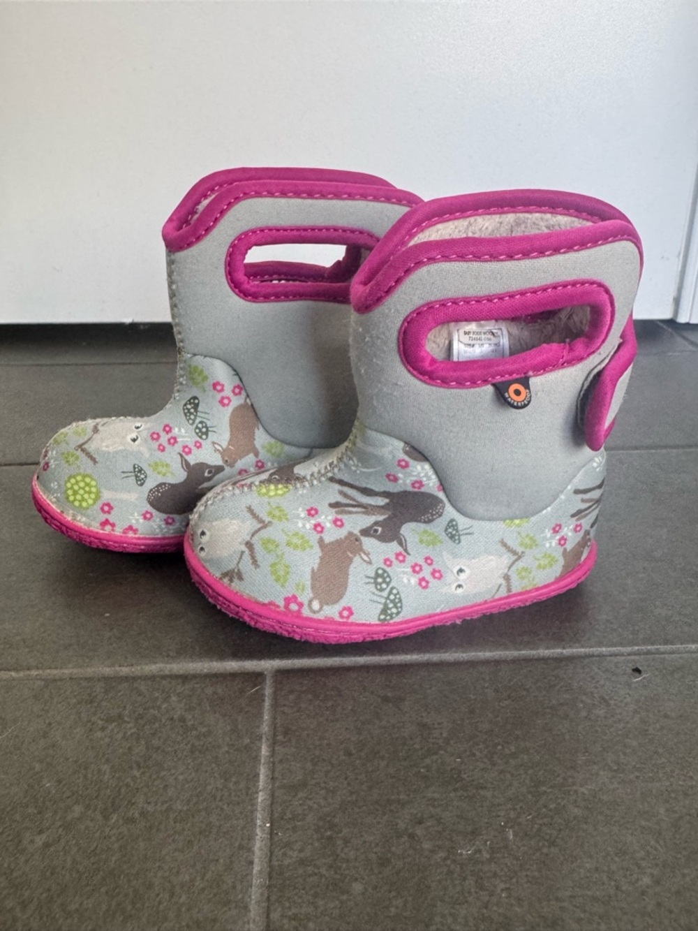 Bogs Baby Woodland Boots Size 5 Infant Pink Deer Winter Snow Waterproof Warm